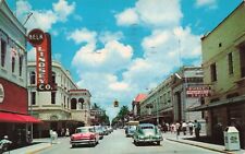 1950s Fort Myers Street Scene Old Cars Wimberly Drugs Downtown Vintage Postcard picture