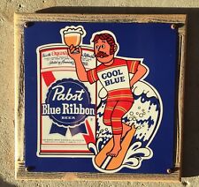 Pabst Blue Ribbon Beer PBR Cool Blue Surf Surfing Surfer Vintage Steel Sign USA picture