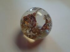 PAPERWEIGHT red and white flowers  ART GLASS picture