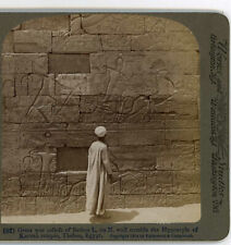 Great War Reliefs of Sethos I Hypostyle at Karnak Thebes Egypt Stereoview 1900 picture