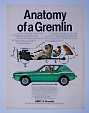 1973 Gremlin X Vintage Green AMC Anatomy Original Print Ad 8.5 x 11