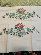 Pair Of Vintage Unused Embroidered Pillowcases picture