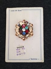 Vintage Casa de Leon Bonisima Metal Flower Button with Jewels 1 5/8