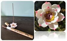 Cermaic Lotus Leaf Yellow Pink Touches Stick Incense Burner & Agarwood Incense picture