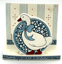 VTG 90s B&D Ceramic Blue Bow Goose Napkin Holder Country Farmhouse Dinnerware picture