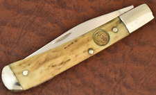 RARE CANAL STREET USA GENUINE ELK STAG TRAPPER KNIFE NICE (16161) picture