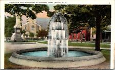 P1 Vintage New York Postcard  - Fountain and Monument at Square - Port Jervis picture