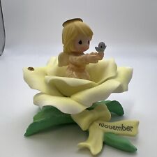 Precious Moments Miniature angel Figure sitting N Yellow Rose Bird November 2001 picture