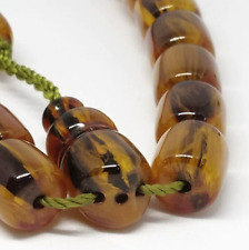 Big Egg Yolk Antique Amber 57gr Islamic 34 Barrel Brayer Bead Collectable Rosary picture