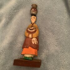 Vintage Wood  Carved Asian Woman 7” picture