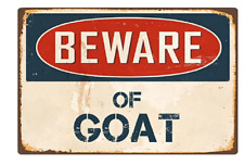 BEWARE OF GOAT FUNNY TIN SIGN WALL ART POSTER METAL  BILLY GOAT CURSE TAVERN OLD picture