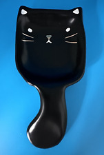 Ceramic 3x7in Black Cat Spoon Rest EUC B-1 picture