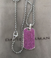 David yurman Sterling Silver 35mm Streamline Dog Tag With Pink Sapphires 22 inch picture