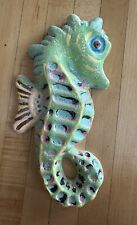Vtg Chalkware Glittery Seahorse hanging Wall Plaque Bathroom Beach House Decor picture