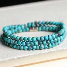 4MM Fashion natural blue round turquoise 108 knot beads bracelet Easter CARNIVAL picture