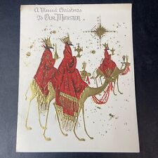 Vintage 50s A Blessed Christmas To Our Minister Art Guild Card USA BLANK picture