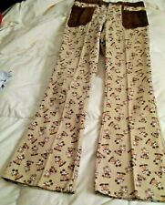 RARE: MICKEY MOUSE TAN JEANS Dark Brown Corduroy Pockets & Belt Loops-Hip Hugger picture