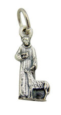 Silver Toned Base Patron of Animals Saint Francis Medal Charm Pendant, 7/8 Inch picture
