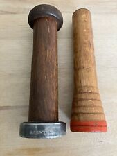 Antique Dixon's Man. and Shuttle Wood & Metal Bobbins Spools Threads picture