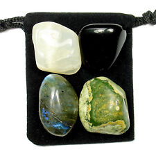 REPRESSED EMOTIONS Tumbled Crystal Healing Set = 4 Stones + Pouch + Description picture