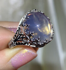 GORGEOUS RARE STAR BLUE ROSE QUARTZ CRYSTAL RING .925 STERLING SILVER 6 picture