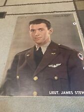 JAMES JIMMY STEWART ARMY original color portrait SUNDAY NEWS 3/1/42 RARE picture
