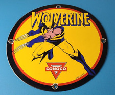 Vintage Conoco Gasoline Porcelain Sign - Wolverine X-Men Comics Gas Pump Sign picture