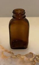 Vintage Amber Brown Glass Medicine Bottle 3” Tall picture