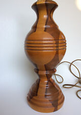 VTG Art Deco Wood Lamp Inlaid Turned Parquetry Marquetry Euro Plug picture