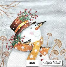(368) TWO Individual Paper Luncheon Decoupage Napkins - SNOWMAN CHRISTMAS WINTER picture