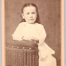 c1870s Cute Nice Little Girl on Armrest Calm Mature Child CdV Photo Card H27 picture