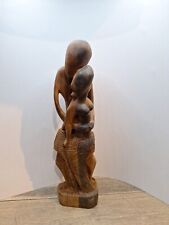 Romantic Embrace Wooden Statue 17”  Original Art Hand Carved Rare  picture