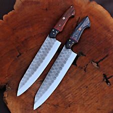 Set Of 2 CUSTOM HANDMADE STEEL Kitchen  Chef KNIFE With Sheath picture