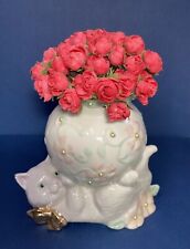 Lenox “Petals And Pearls” Cat With A ￼Vase Of Roses” Fine China 24k Gold Accents picture