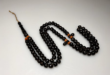 Very old Islamic Prayer 99 Beads Black Coral Yusuri Rosary Beads Tesbih 60Grams picture