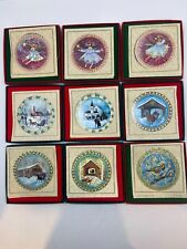 Lot of 9 P Buckley Moss Christmas Tree Ornaments 1992 - 1999 Partridge COAs picture