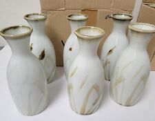 Japanese Sake Bottles Vessels Porcelain Weeping Grass Japan Handmade Set of 6x picture