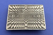Vintage 1974 Bergamot Psychedelic Maze Optical Illusion Hippy Boho Belt Buckle picture