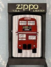 Vintage 2001 London Red Double Decker Bus Chrome Zippo Lighter NEW picture
