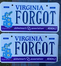 Expired Va DMV Virginia Vanity License Plate FORGOT Alzheimer’s Association Sign picture