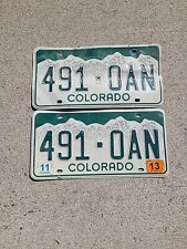 2011 2013 Colorado CoLICENSE PLATE TAG SET 491 OAN NICE TAG -PAIR picture
