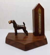 Vintage Schnauzer Scottish Terrier Dog Figurine With Thermometer Made Of Walnut picture