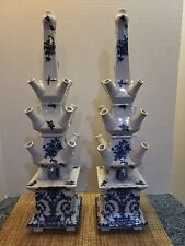 Vintage Pair of Tall Three Tiered Porcelain Tulipiere Vases By SP COLLECTION picture
