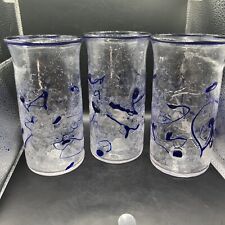 Charles Miner-Tesuque Glass Works-3 Art Glass Tall Glasses 6” Signed TGW 2010 picture