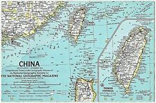 ⫸ 1964-11 November Vintage CHINA KOREA TAIWAN National Geographic Map - A3 picture