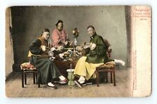 c.1910 Postcard Chinese People Smoking Opium Den Pipe Fiends Hong Kong Sayce Co. picture