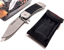 BUCK SHOT Black G-10 Spring Open Assisted Folding Pocket Knife + Sheath picture