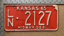 1965 Kansas license plate LN 2127 YOM DMV Linn Ford Chevy Dodge 10486 picture