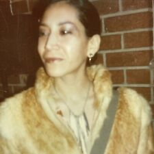 QA Photograph Polaroid 1975 Lovely Older Middle Aged Woman Fur Coat Portrait  picture
