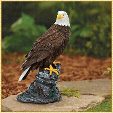 American Bald Eagle Perched on Stump Statue Figurine Yard Lawn Ornament Decor picture